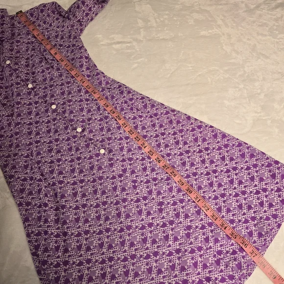 VTG 60's-70's Homemade Floral Geometric Long Sleeve Button Down Dress Sz S - Picture 14 of 14